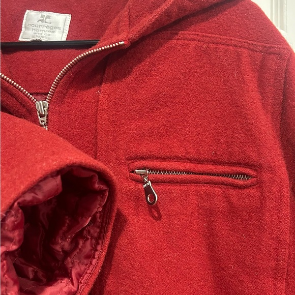Vintage Courrèges Homme and CO Women's XL Red Crop Wool Jacket with Lining - Picture 4 of 5